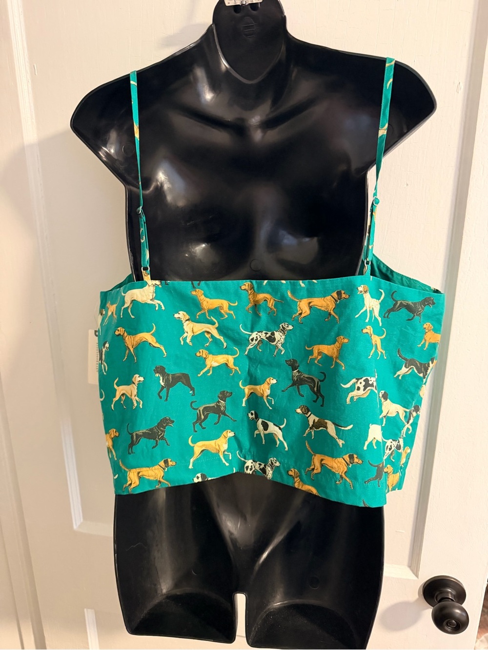NWT Anthropologie Green Dog-Print Square Neck Tank - Picture 6 of 8
